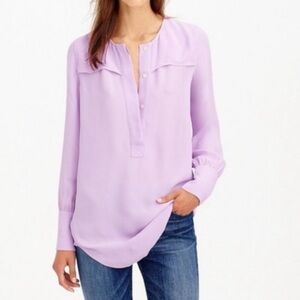 J. Crew Top Womens Sz 6 Covered Button Crepe Blouse VIOLET
